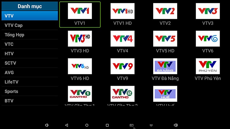 flytv android tv box ung dung xem truyen hinh tivi online mien phi flytvbox - nhom kenh VTV