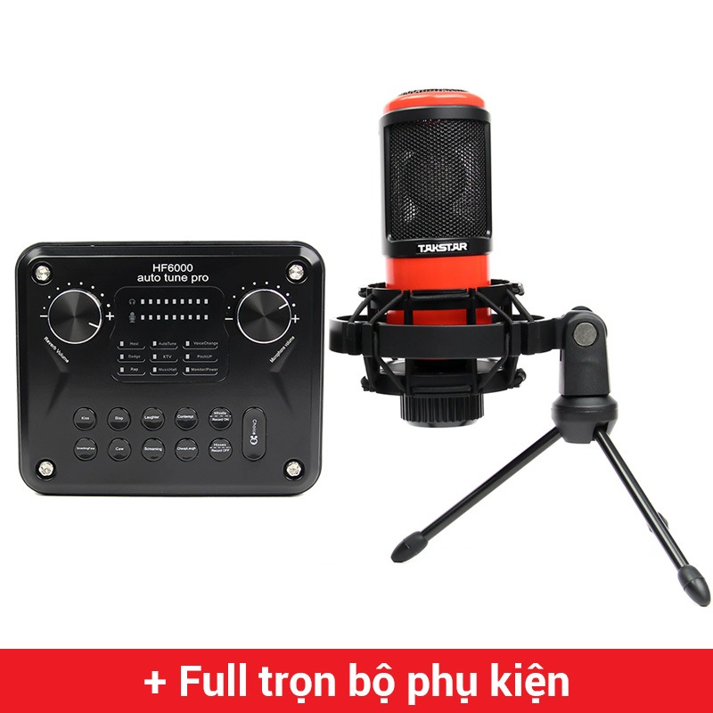 combo micro takstar pc-k320 và soundcard hf6000 pro chuyên thu âm hát livestream , karaoke