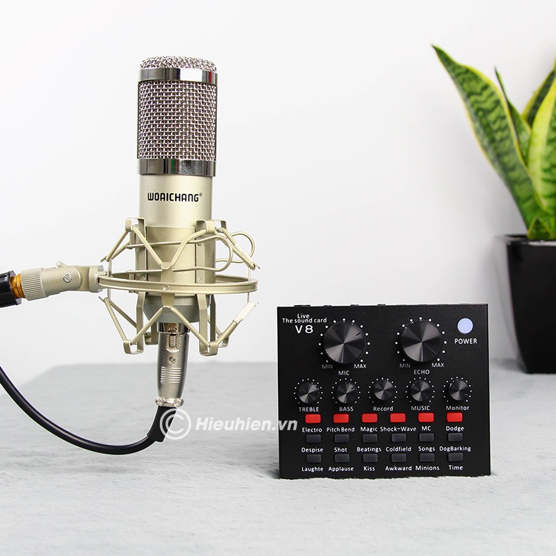 Trọn bộ Combo Micro thu âm BM 900 Woaichang + Sound Card V8 giá rẻ 05