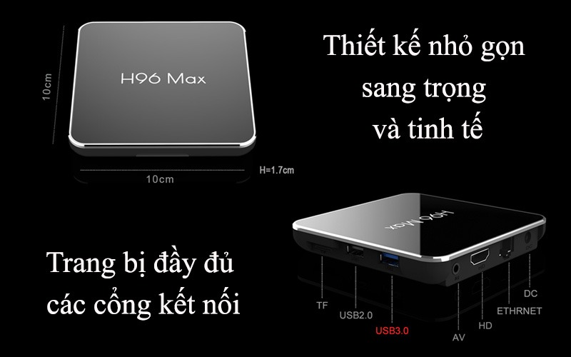 enybox h96 max x2 4gb/32gb android 8.1 tv box amlogic s905x2 chính hãng - các cổng kết nối