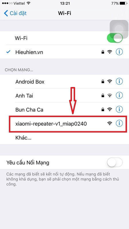 huong dan ket noi bo khuech dai song xiaomi mi chon vao wifi bo phat