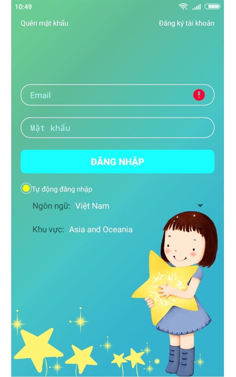 Đăng nhập tài khoản vào ứng dụng Setracker2