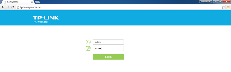 huong dan cach cau hinh tp-link tl-wa850re: nhap username va password de dang nhap