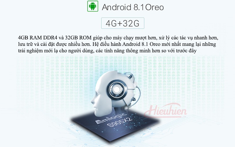 mecool km9 android tv 8.1, chip amlogic s905x2, 4gb/32gb, tìm kiếm bằng giọng nói - android 8.1