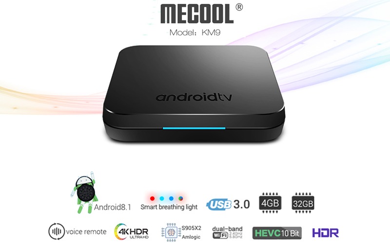 mecool km9 android tv 8.1, chip amlogic s905x2, 4gb/32gb, tìm kiếm bằng giọng nói - cấu hình khủng