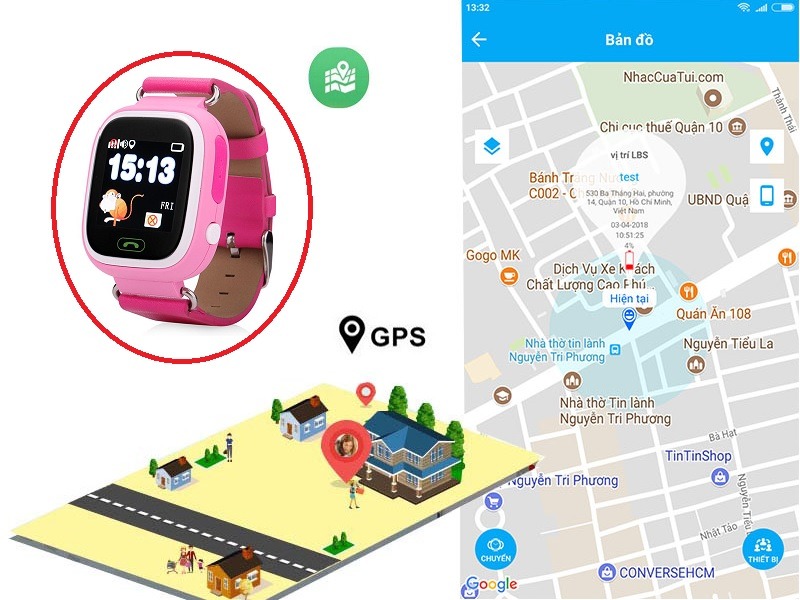 Tính năng định vị GPS trên đồng hồ trẻ em Wonlex GW100