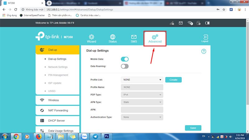 hướng dẫn cấu hình tp-link m7350 - bộ phát wifi 4g di động qua trình duyệt web - hình 04