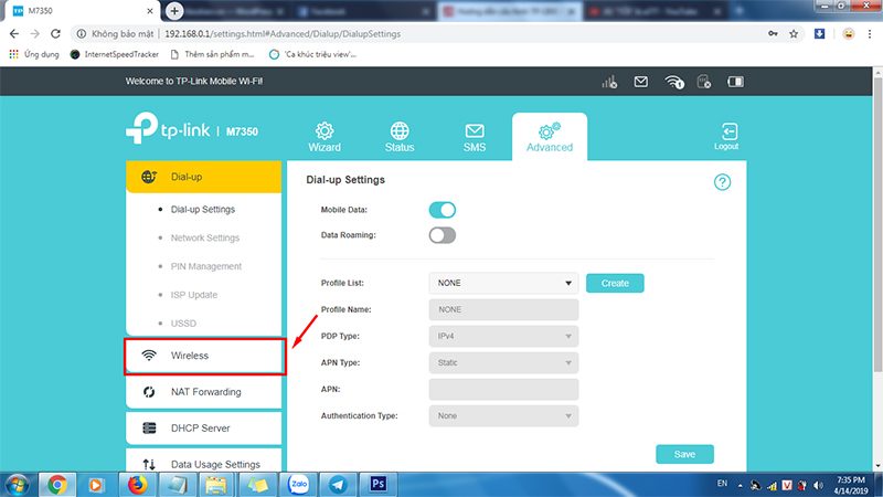 hướng dẫn cấu hình tp-link m7350 - bộ phát wifi 4g di động qua trình duyệt web - hình 05