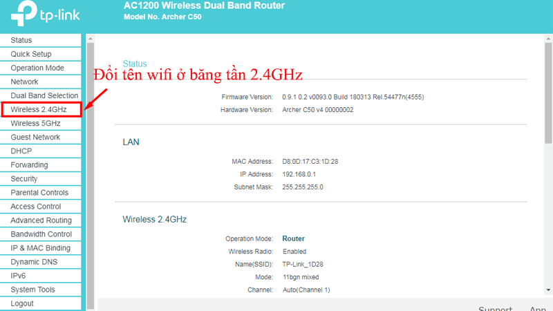 hướng dẫn cài đặt tp-link archer C50 để phát wifi trên cả 2 băng tần - hình 07