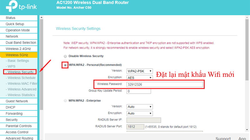hướng dẫn cài đặt tp-link archer C50 để phát wifi trên cả 2 băng tần - 5ghz mật khẩu