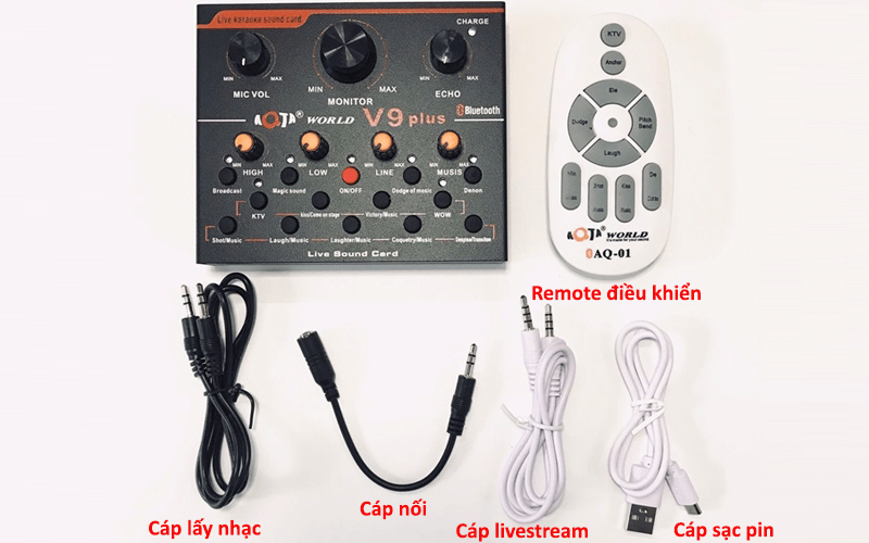 Hướng dẫn lắp đặt và sử dụng Sound card AQTA V9 Plus để thu âm