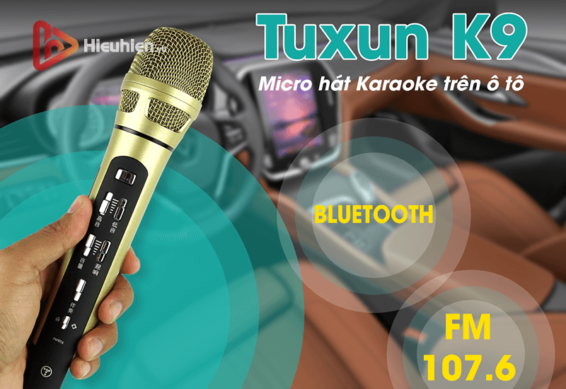 tuxun k9 - bản thiếng trung - micro karaoke trên xe hơi, ô tô kết nối tần số fm - hình 08