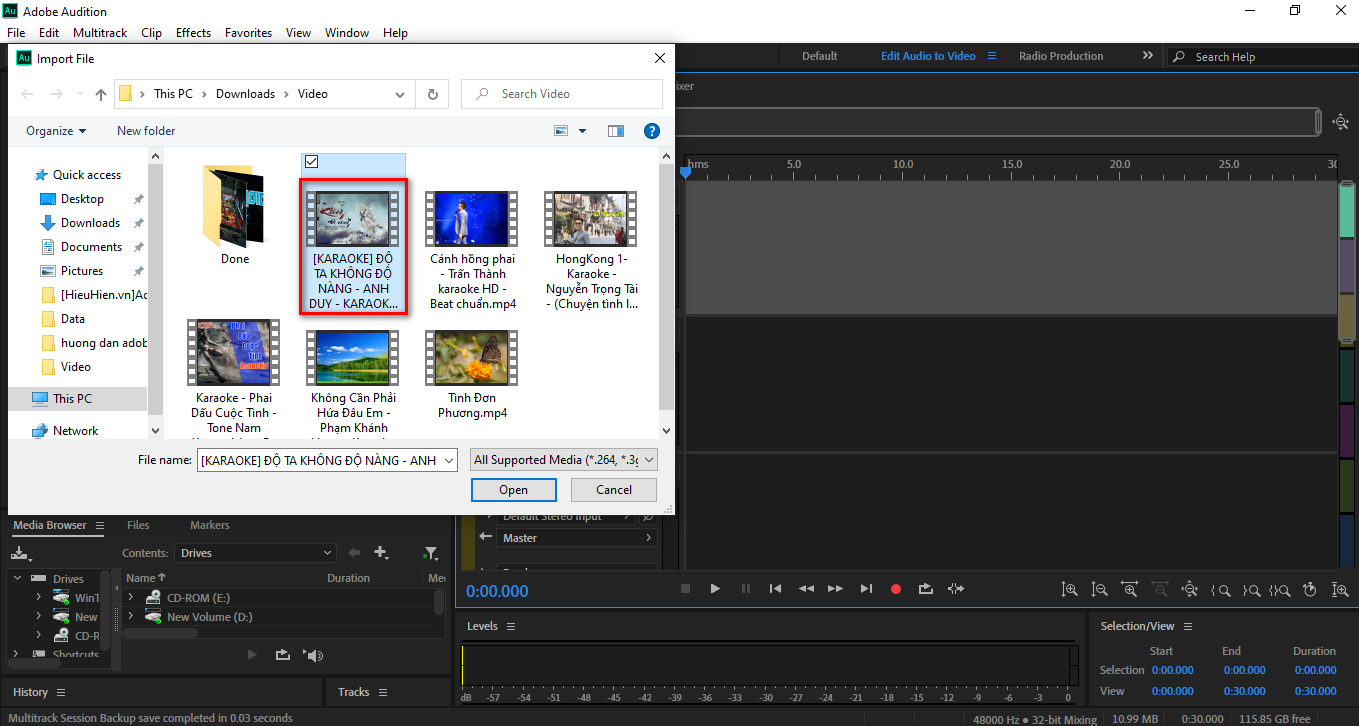 chon duong dan toi file karaoke tren may tinh