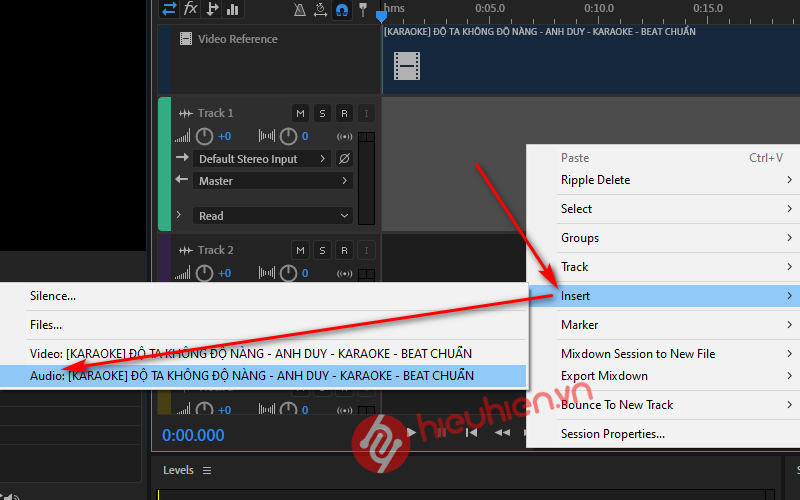 them audio bai hat vao adobe audition