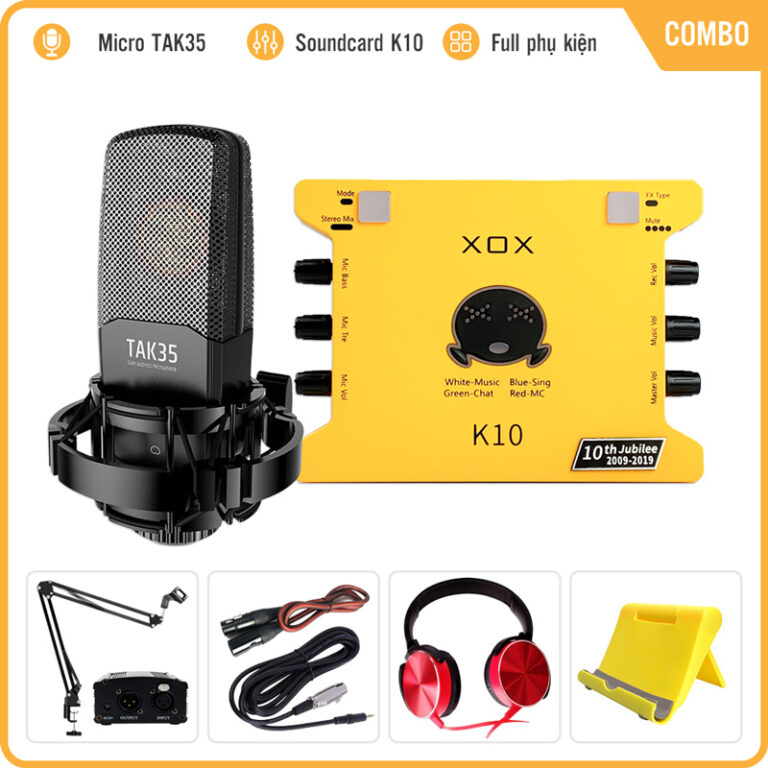 Combo Sound Card K10th Kèm Micro ISK IKG1000 – Thu âm, Hát Live