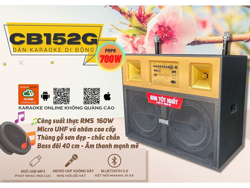 loa kéo di dộng bass đôi 40cm acnos cb152g