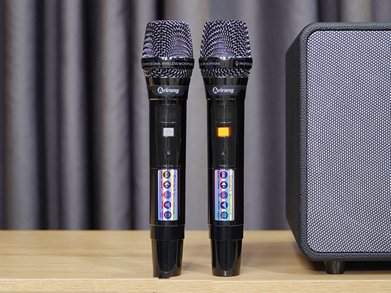 đi kèm với loa arirang mb2 pro là cặp micro không dây uhf