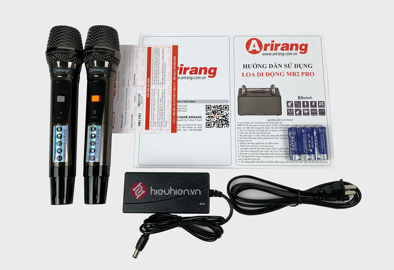 trọn bộ phụ kiện chính hãng đi kèm loa arirang mb2 pro