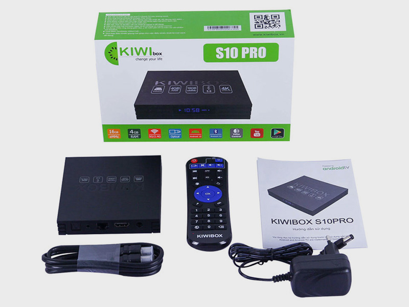 Trọn bộ sản phẩm và phụ kiện Kiwi box S10 Pro