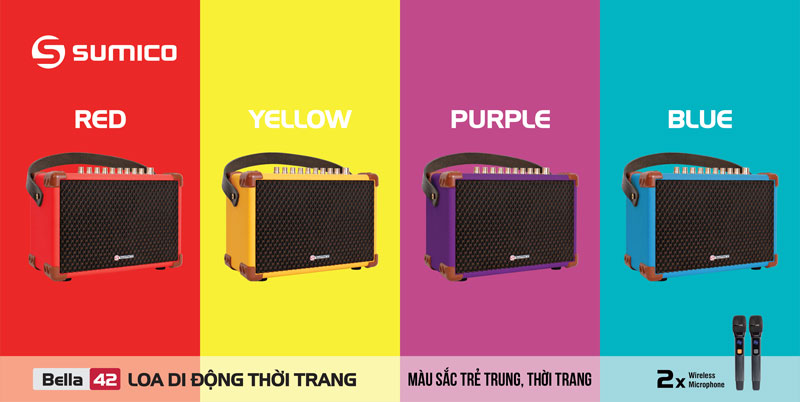 Loa karaoke xách tay Sumico Bella 42 - 4 phiên bản màu sắc