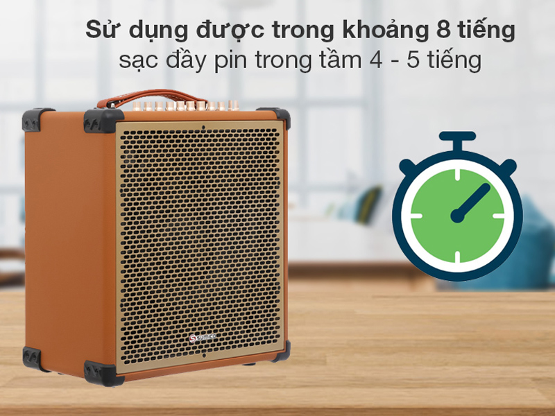 thời lượng hoạt động của loa sumico msp10 lên đến 8 giờ
