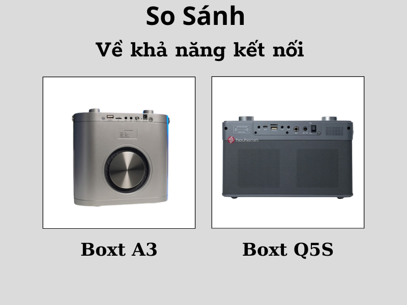 so sánh loa boxt a3 và boxt q5s về khả năng kết nối