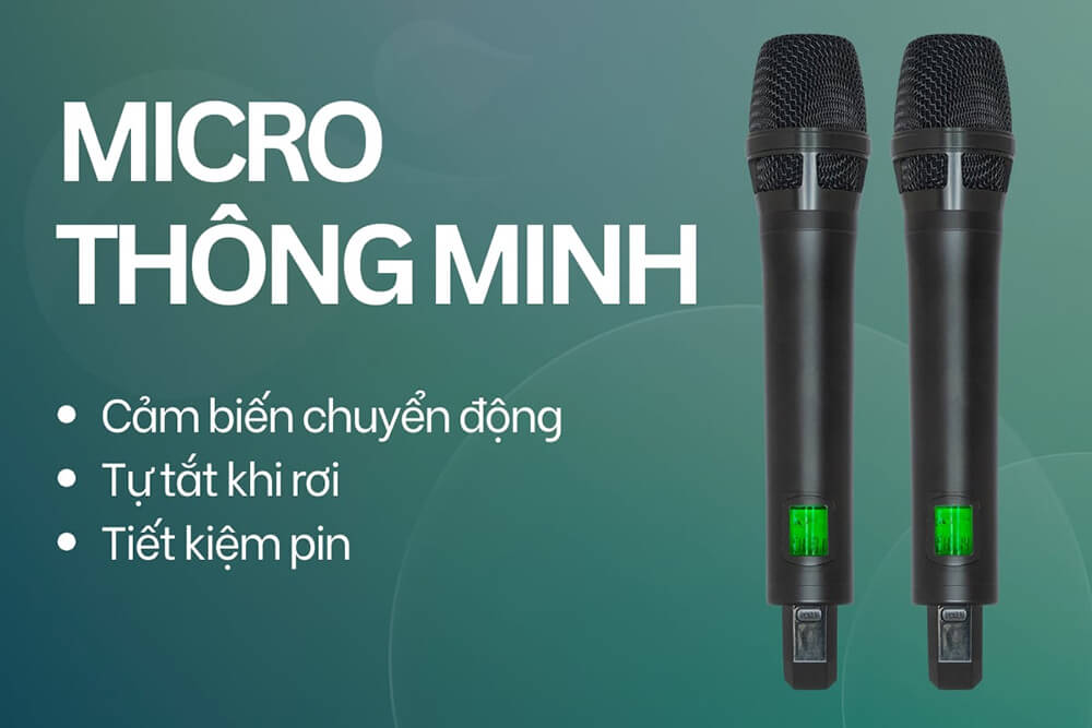 đánh giá soncamedia acnos flac 39 - đẳng cấp karaoke chuyên nghiệp - Micro thông minh - tiết kiệm pin, bảo vệ loa